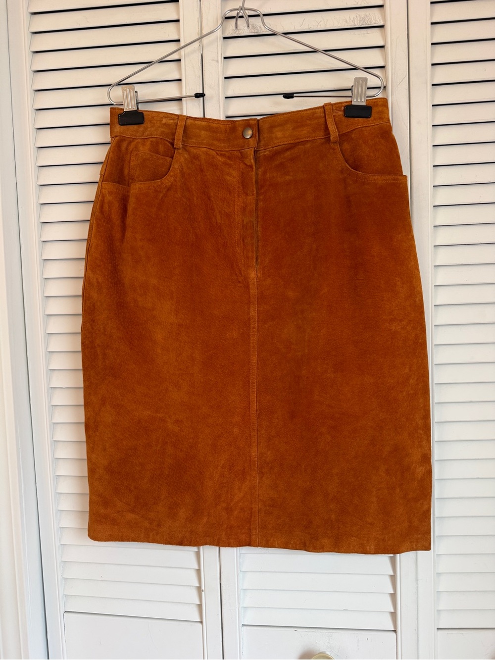 VTG 90s Womens Brown Suede Skirt Size 16 Pockets Belt Loop Western Festival Boho